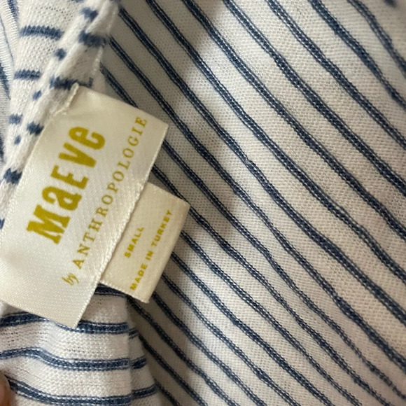 Anthropologie Maeve white and blue striped linen shirt size small - Picture 3 of 6